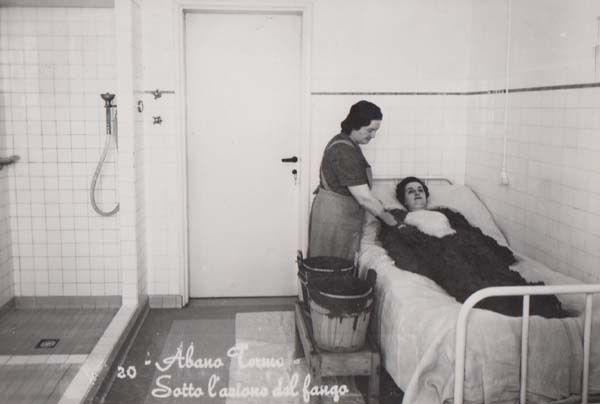 Abano Terme Old Italian Hospital Sick Woman Nurse d In Bed Real Photo Postcard