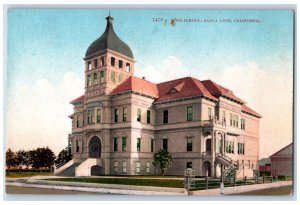 c1950's High School Campus Building Tower Stairs Entrance Santa Cruz CA Postcard