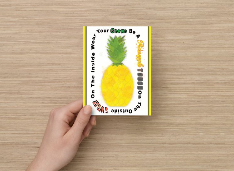 Set of 6 Fine Art Postcard Be A Pineapple, Tropical Bright Sunny Greeting Card