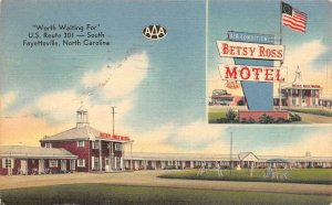 FAYETTEVILLE, North Carolina NC   BETSY ROSS MOTEL  Roadside 1956 Linen Postcard