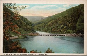 State Road Bridge Over Lake Gordon Cumberland MD Postcard PC513
