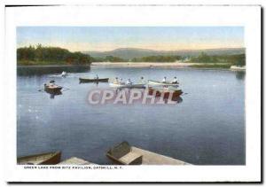 Postcard Modern Green Lake Pavilion Ritz From Catskill