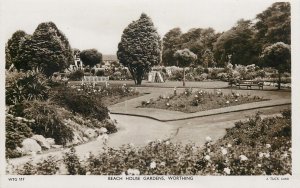 Tuck's Real Photograph Postcard England Worthing beach house gardens West Sussex