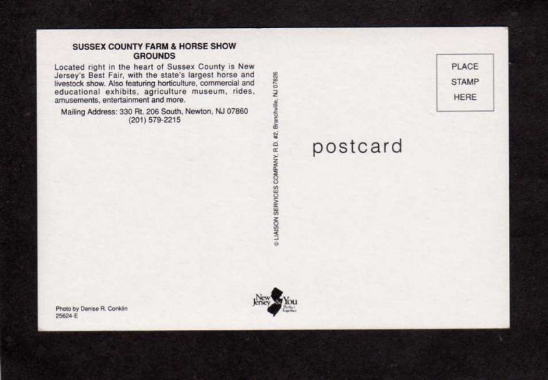 NJ Sussex County Farm Horse Show Grounds State Fair Newton New Jersey Postcard