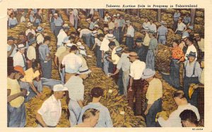 Tobacco Auction Sale Tobaccoland In The South linen postcard