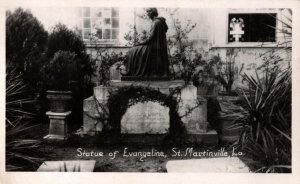 RPPC Real Photo Postcard - Statue of Evangeline  St. Martinville, Louisiana 1952