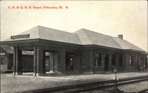 Princeton IL CB&Q RR Train Depot Station c1910 Postcard