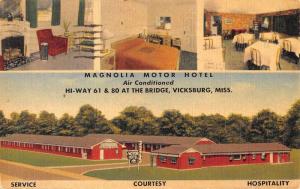 Vicksburg Mississippi Magnolia Motor Hotel Multiview Antique Postcard K43830