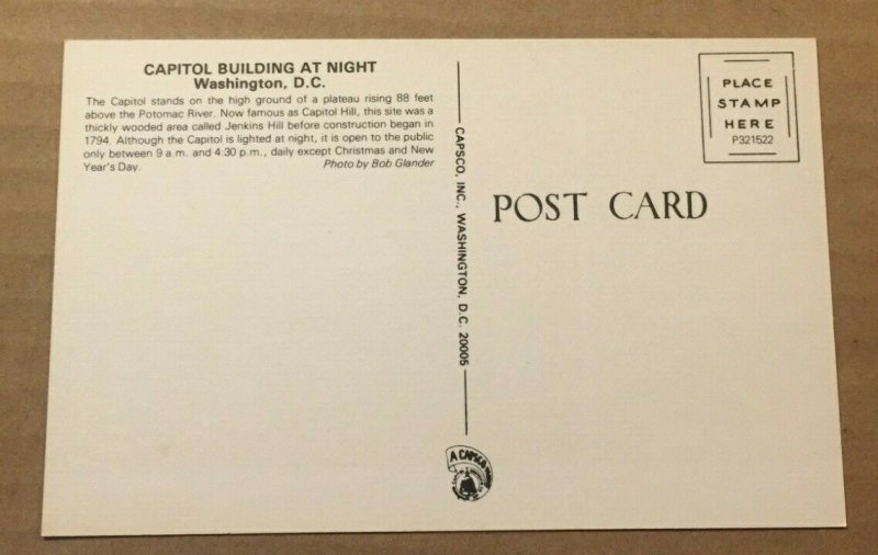 VINTAGE UNUSED POSTCARD THE CAPITOL BUILDING, WASHINGTON, D.C.