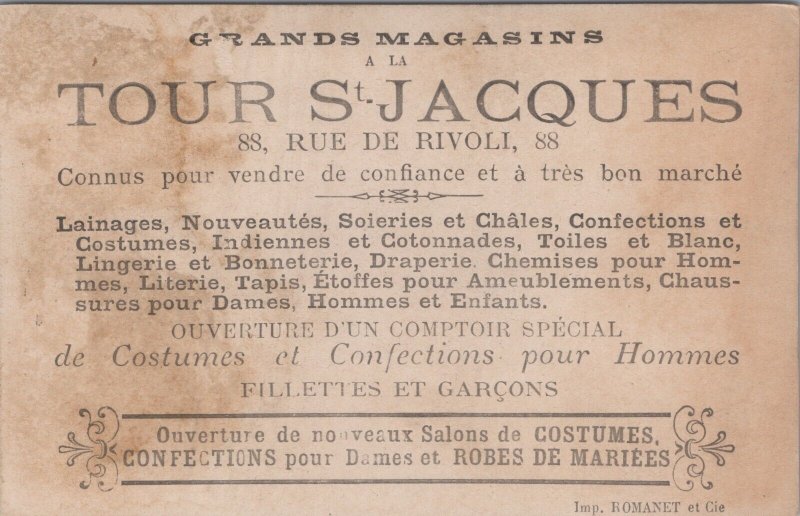 Victorian Trade Card Tour St. Jacques Victor Hugo L1