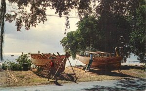 Sailing & navigation themed postcard Barbados West Indies native boats builders