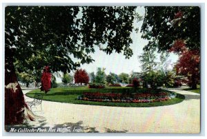 1910 Mc Culloch Park Flowers Bench Fort Wayne Indiana IN Posted Vintage Postcard