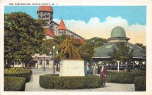 Ocean Grove New Jersey~Auditorium-Men by Stokes Monument-Pavilion~1920s Postcard