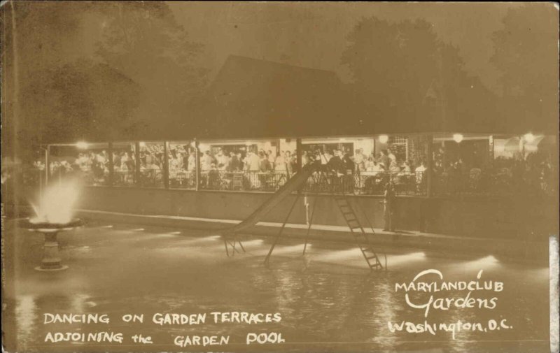 Washington DC    Maryland Club Gardens c1930 Real Photo Postcard