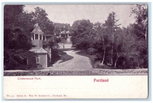 c1905 Underwood Park Building Dirt Road Grove View Portland Maine ME Postcard 