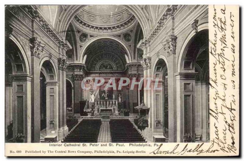 Old Postcard Interior cathedral St Peter and St Paul Philadelphia USA