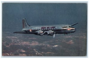 1940 Delta Air Lines 4 Engine Skymaster Speeds Birmingham England UK Postcard