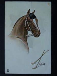 Horses MAN'S BEST FRIEND Polo Sticks & Balls - Old Postcard by Raphael Tuck 8148
