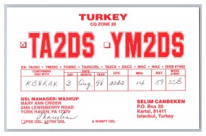 Postcard QSL CB Ham Radio Amateur Card From Istanbul Turkey TA2DS