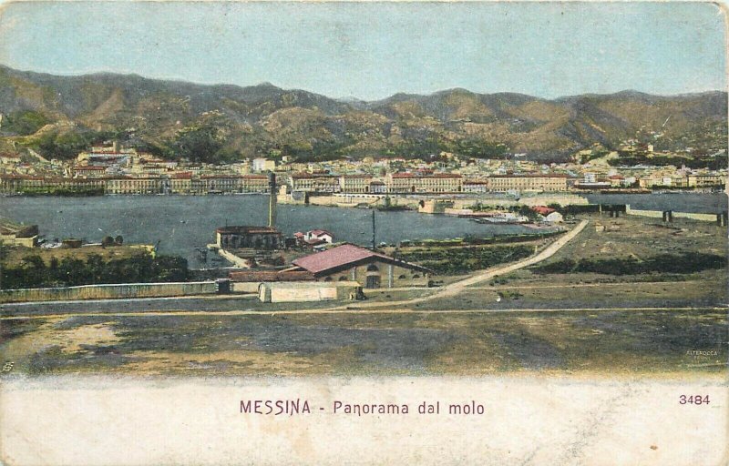 Italy Messina panorama del molo vintage postcard 