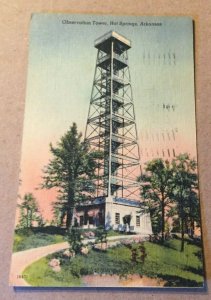 VINTAGE PENNY POSTCARD USED 1946 OBSERVATION TOWER HOT SPRINGS ARKANSAS