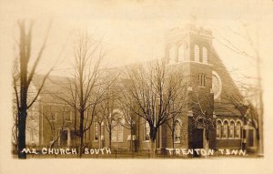 RPPC, Early Real Photo, ME Church South, Trenton, TN, Tenn, Old Postcard