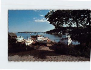 Postcard High & Dry Maine Lobster Boat Maine USA