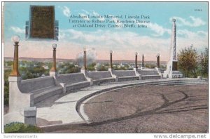 Iowa Council Bluffs Abraham Lincoln Memorial Lincoln Park 1914 Curteich