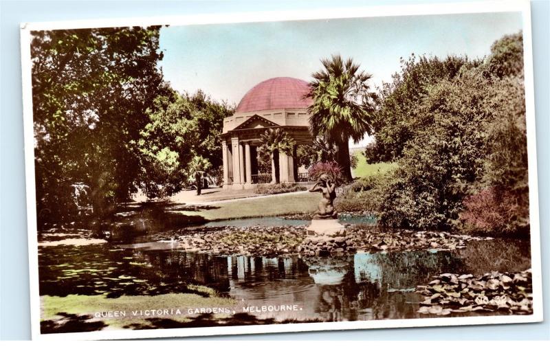 *Queen Victoria Gardens Melbourne Australia Vintage Postcard C90