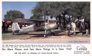 J57/ Wichita Kansas Postcard c1947  Cessna 120 140 Airplane Advertisement 113