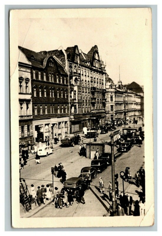 Vintage 1940's RPPC Postcard Street Scene Antique Autos Stalingrad Russia