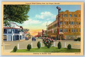 Las Vegas Nevada Postcard Gateway Boulder Dam Fremont Street Looking East c1940