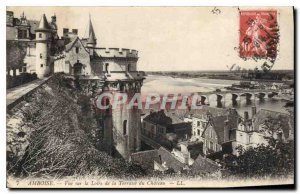 Postcard Old Amboise overlooking the Loire Terrace of Chateau