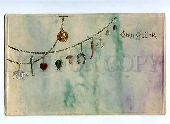 184808 NEW YEAR Chain Good LUCK Vintage OPF EMBOSSED PC