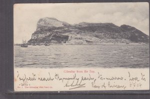 GIBRALTAR FROM THE BAY, 1904 ppc. used in GB to Australia.