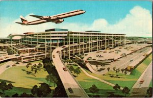 DC-8 Over New Tampa International Jetport Terminal, c1971 Vintage Postcard J80