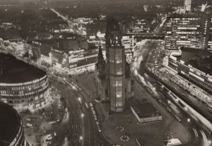 Berlin Traffic Aerial Memorial Church Night Illuminations German Postcard