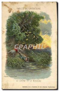 Old Postcard Fantasy Fables of Lafontaine The Oak and the Reed