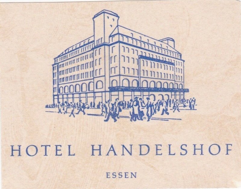 Germany Essen Hotel Handelshof Vintage Luggage Label sk3165