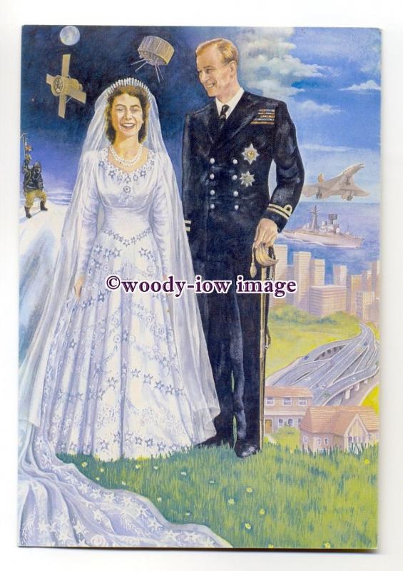 pq0066 - Princess Elizabeth wedding to Philip Moountbatten - art postcard