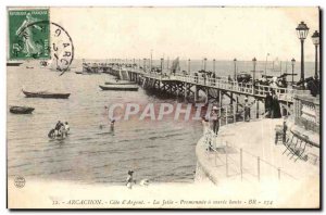 Old Postcard Arcachon La Promenade pier at high tide