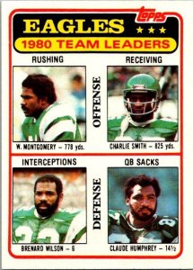 1981 Topps Football Card '81 Eagles Leaders Montgomery Wilson Smith sk10224