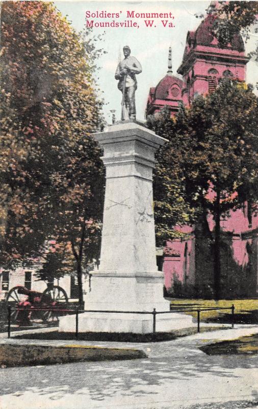 E83/ Moundsville West Virginia Postcard 1912 Soldiers Monument