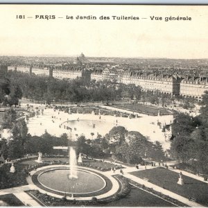 c1900s Paris France Jardin des Tuileries Aerial View Fountain Garden Palace A341