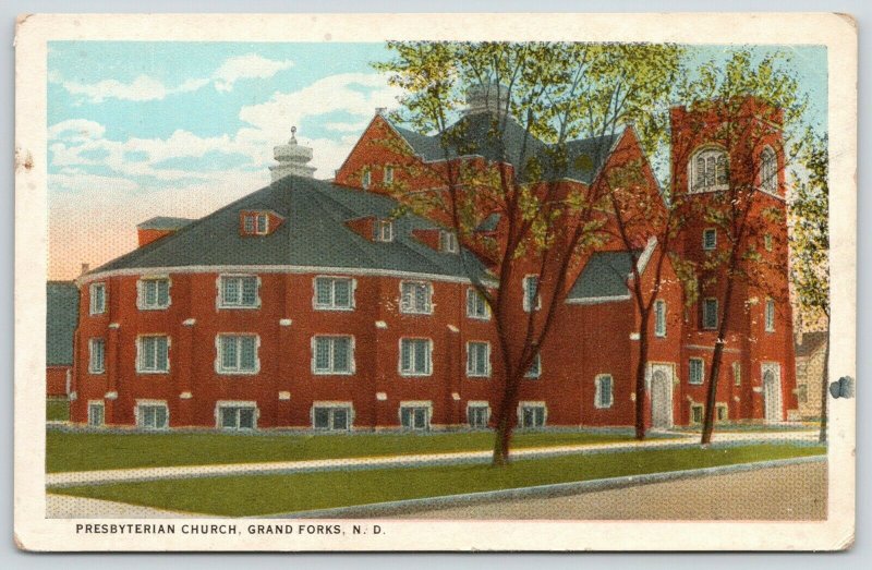 Grand Forks North Dakota~First Presbyterian Church~Backside~1916 Postcard 