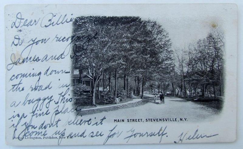 VINTAGE 1905 UNDIVIDED POSTCARD MAIN STREET STEVENSVILLE NY NEW YORK 