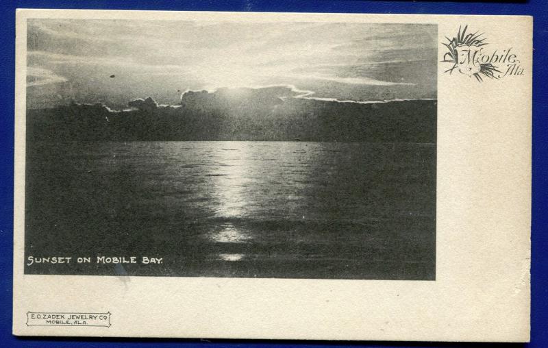 Sunset on Mobile Alabama al sunset on Mobile Bay old postcard 