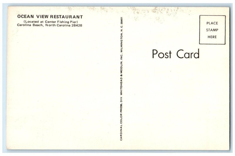 Ocean View Restaurant Dining Room Carolina Beach North Carolina NC Postcard