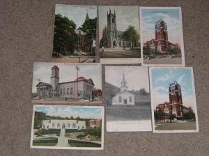 7 Different Church Postcards, used & unused, Lot C2