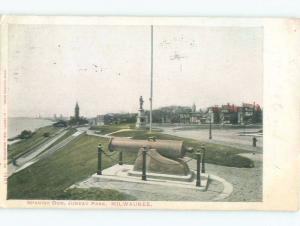 Pre-1907 MILITARY CANNON AT JUNEAU PARK Milwaukee Wisconsin WI c8360